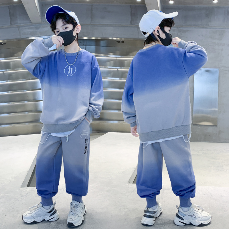 Kleidung Jungen Frühling und 2024 Neue Koreanische Ausgabe Mittlere bis Große Kinder Herbst Mode Hoodie Sportswear Zweiteiliges Set_voghion.com