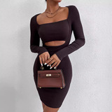 (Трансграничная торговля), сексуальный лонгслив для отдыха, платье, 2023, европейский стиль, с акцентом на бедрах