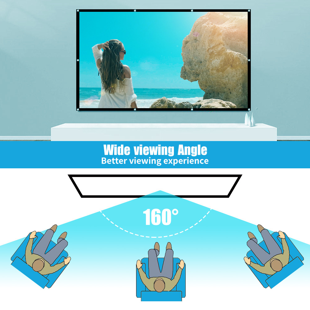 Pantalla de proyección DE CINE HD al aire libre Sala de exposiciones Sala de conferencias paño de proyección simple proyector plegable portátil pantalla suave