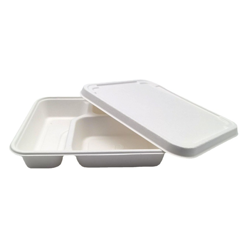 Shaogeng Oasis Pulpa de caña de azúcar Pulpa de bambú desechable protección ambiental vajilla dividida serie de tres rejillas