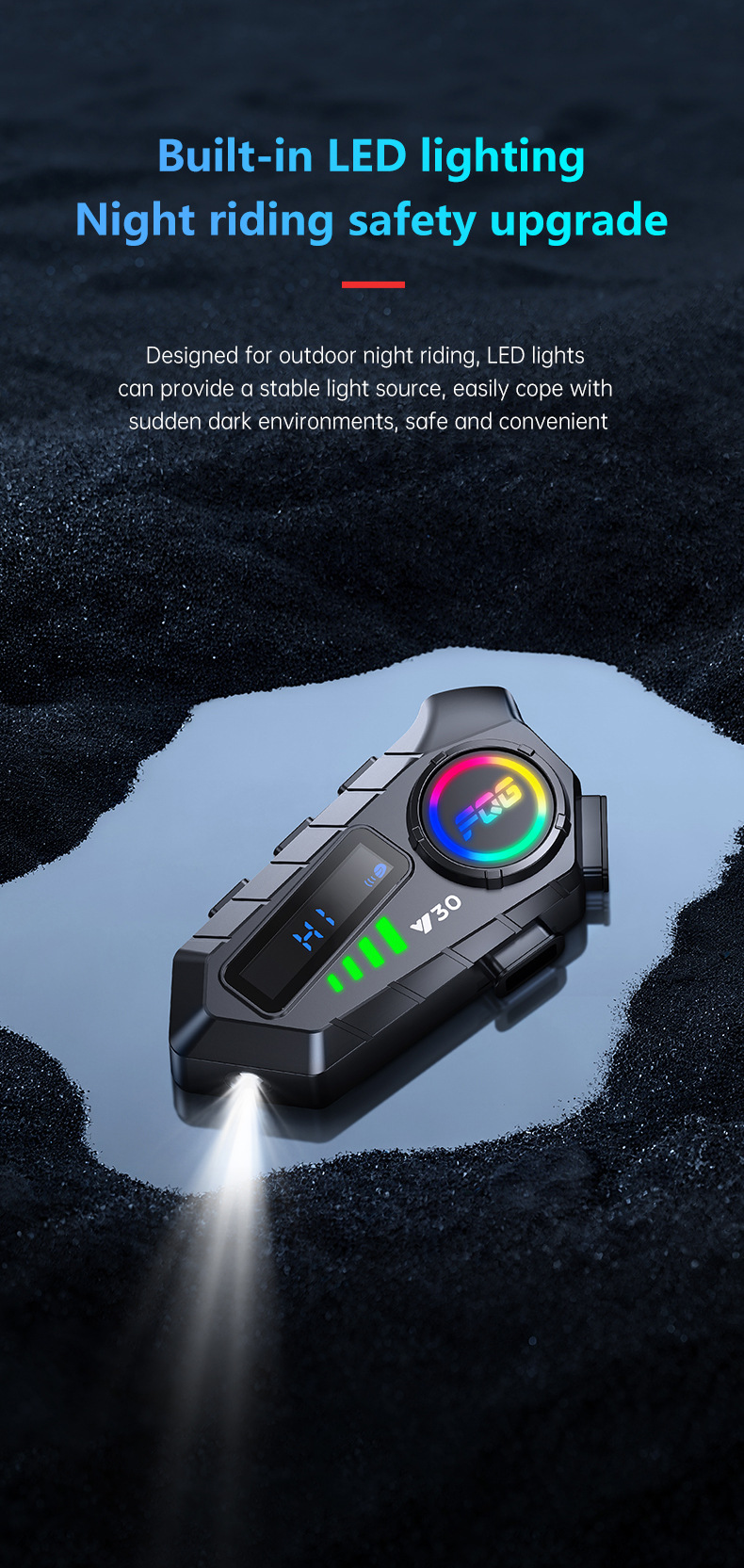 Cross-Border Y30 Helmet Bluetooth Headset Intercom for Motorcycles, Waterproof and Dustproof, Long Battery Life, for Listening to Music and Making Calls