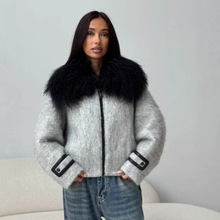 冬季羊毛尼天然滩羊毛领2025新款白鹅绒羽绒服女宽松加厚保暖外套