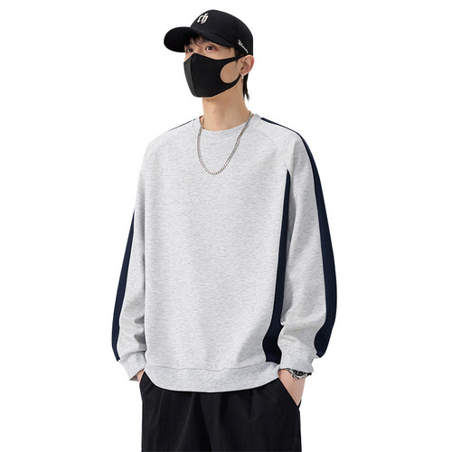 Spring and Autumn Men's Plus Size Crew Neck Sweatshirt Fat Men Fashion Hooded Sweatshirt Plus Size Trend Long Sleeve Men's Clothing