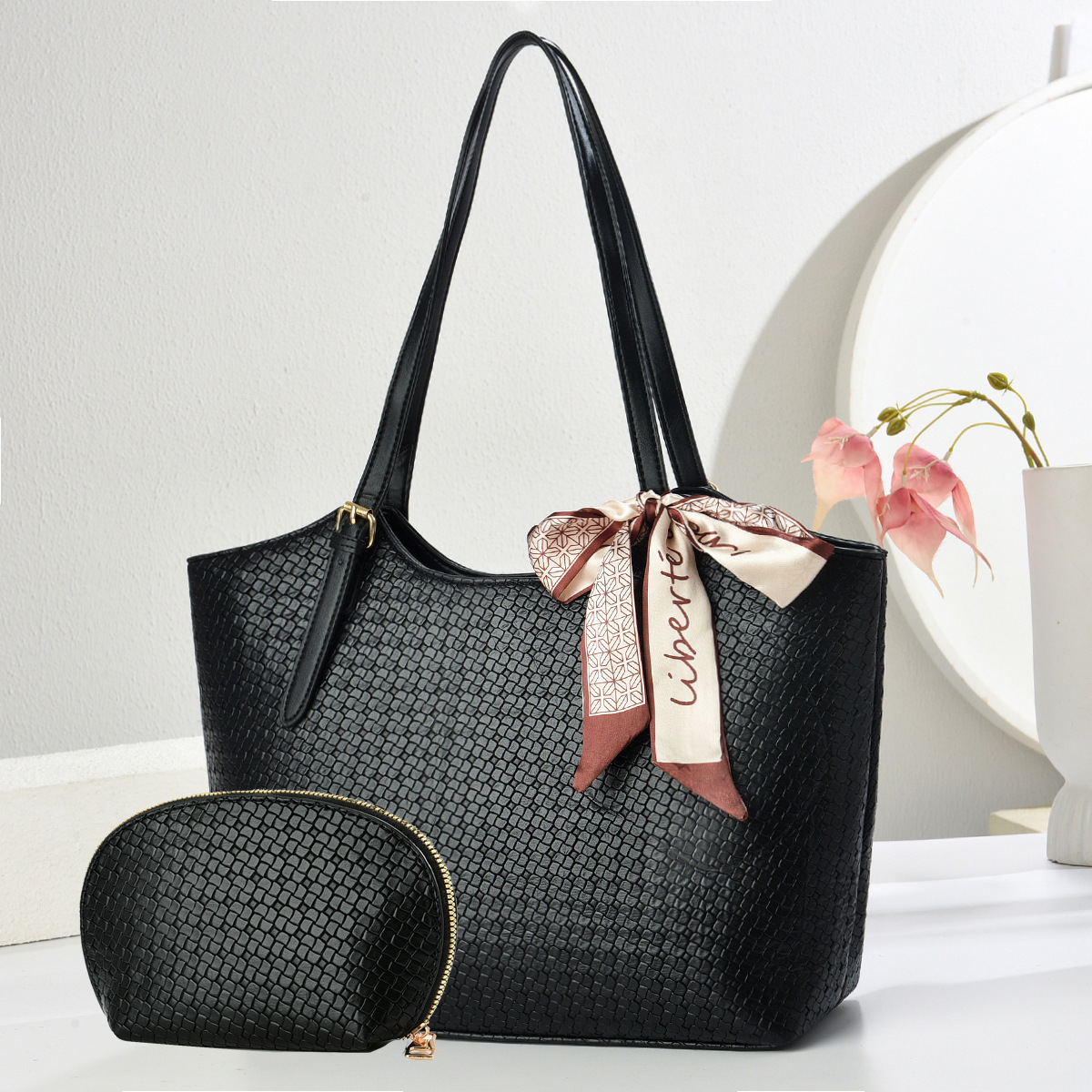 Bolsa de gran capacidad de transporte de ocio mochila de hombro temperamento textura brazo bolso de dama totebags