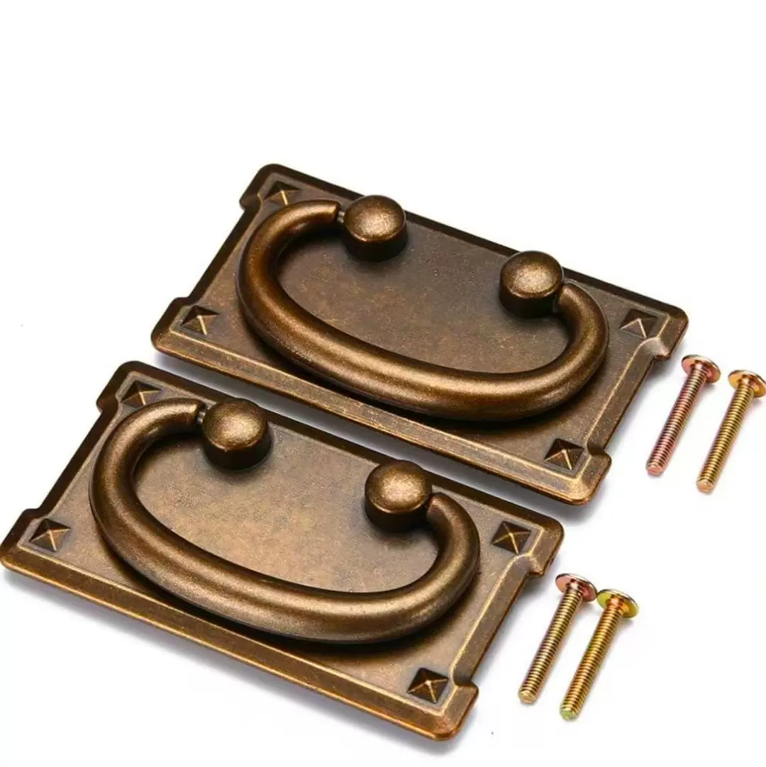 现货销售跨境四方长条吊环拉手古铜哑黑美式欧式实木家具抽屉把手