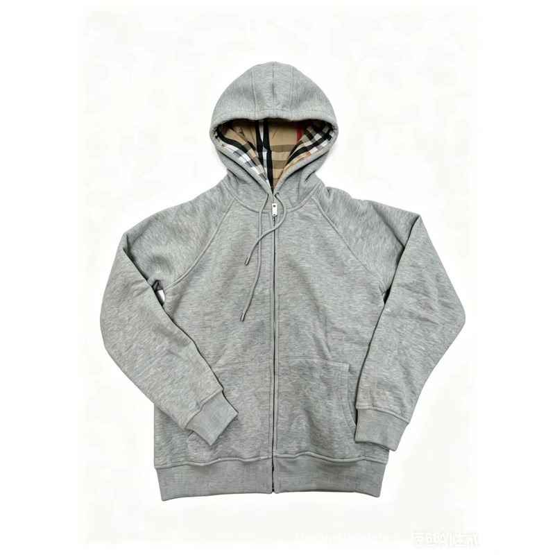 High-Quality British-Style Retro Plaid Hooded Women's Sweatshirt Jacket with Embroidered Logo for Export to Europe and America, Original Design