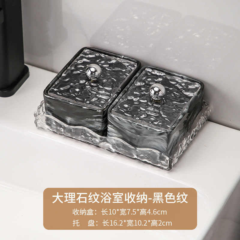 Conjunto de almacenamiento de cerámica de lujo ligero, caja de palillos de algodón, caja de almacenamiento de hilo dental 2 - en - 1