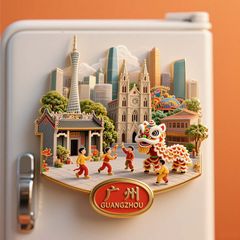 【广州】金属浮雕冰箱贴旅游景区纪念品文创中国风伴手礼舞狮留念