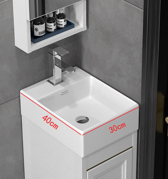 Espacio de aluminio estrecho profundo lavabo mueble de baño apartamento pequeño lavabo montado en la pared