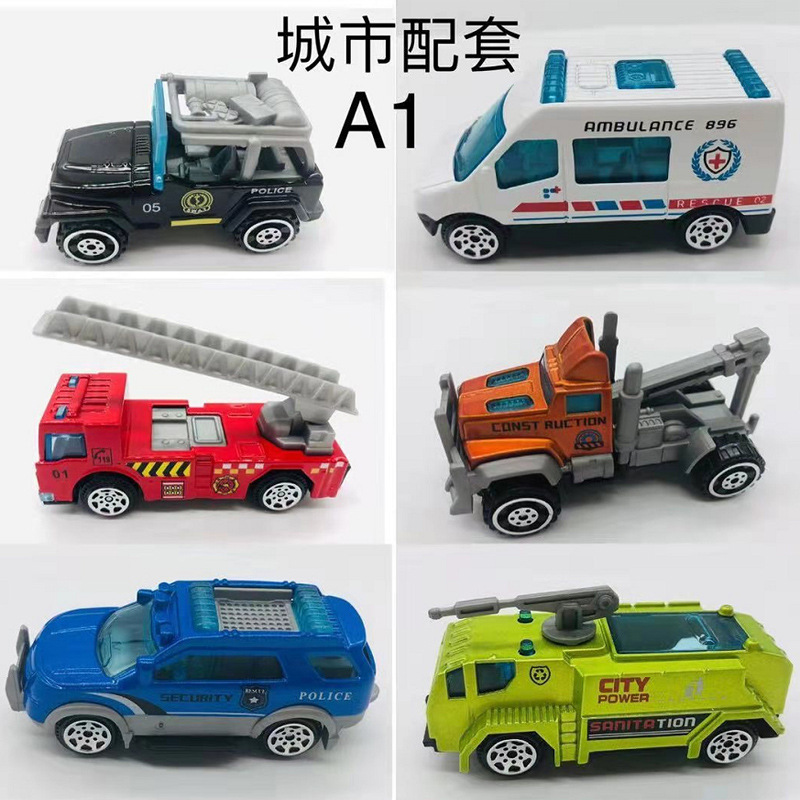 Aleación de aleación para niños tirar hacia atrás resistente a la caída de la simulación de coche deslizante camión de bomberos vehículo de ingeniería coche de policía accesorios de vehículos de ingeniería