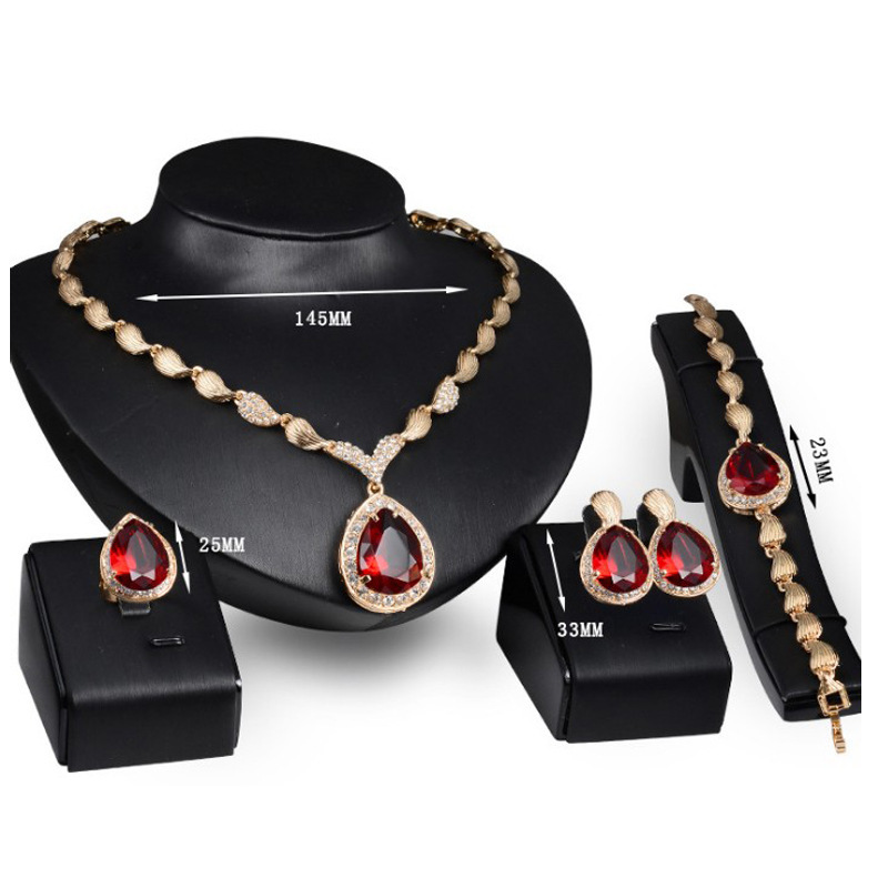 Vierteiliges Schmuckset Aus Legierung Mit Edelstein Anhängern_voghion.com