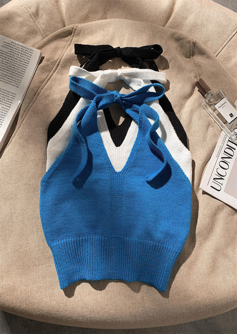 Women's Lace-up Vest Knitwear Tank Tops Fashion Solid Color display picture 2
