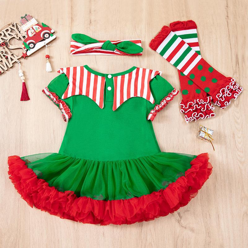 El Comercio exterior transfronterizo ropa para niños bebé niña ropa de payaso mameluco vestido de Bebé Ropa de Navidad vestido de calcetines traje