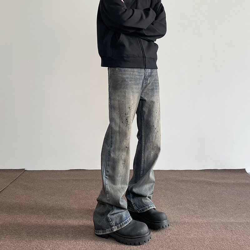 2024 American-style high street dirtyfit distressed splash ink jeans ins tide straight micro vibe slim pants 2024 American-style high street dirtyfit distressed splash ink jeans ins tide straight micro vibe slim pants