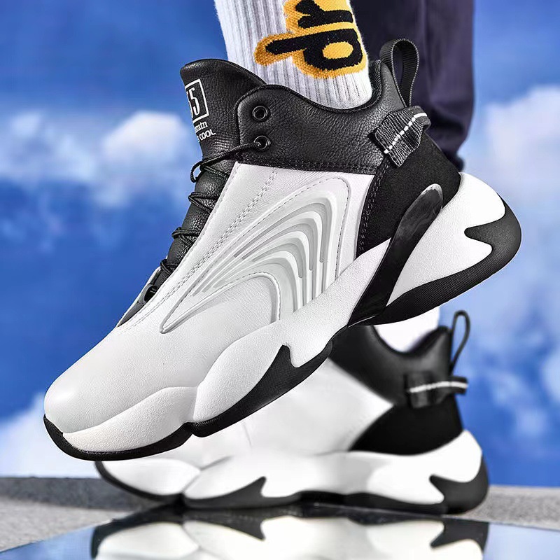 Spring New Men's Basketball Solid Color, Fashionable And Versatile, Outdoor Sports Thick-soled Casual Running Shoes,_voghion.com