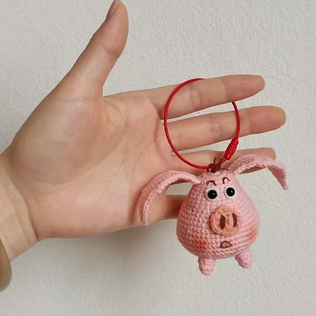 Taiyi Fliggy Finished Product Nezha Ao C 2 Hand-woven Crocheted Pink Shake Tone with Cute Wool Material Bag