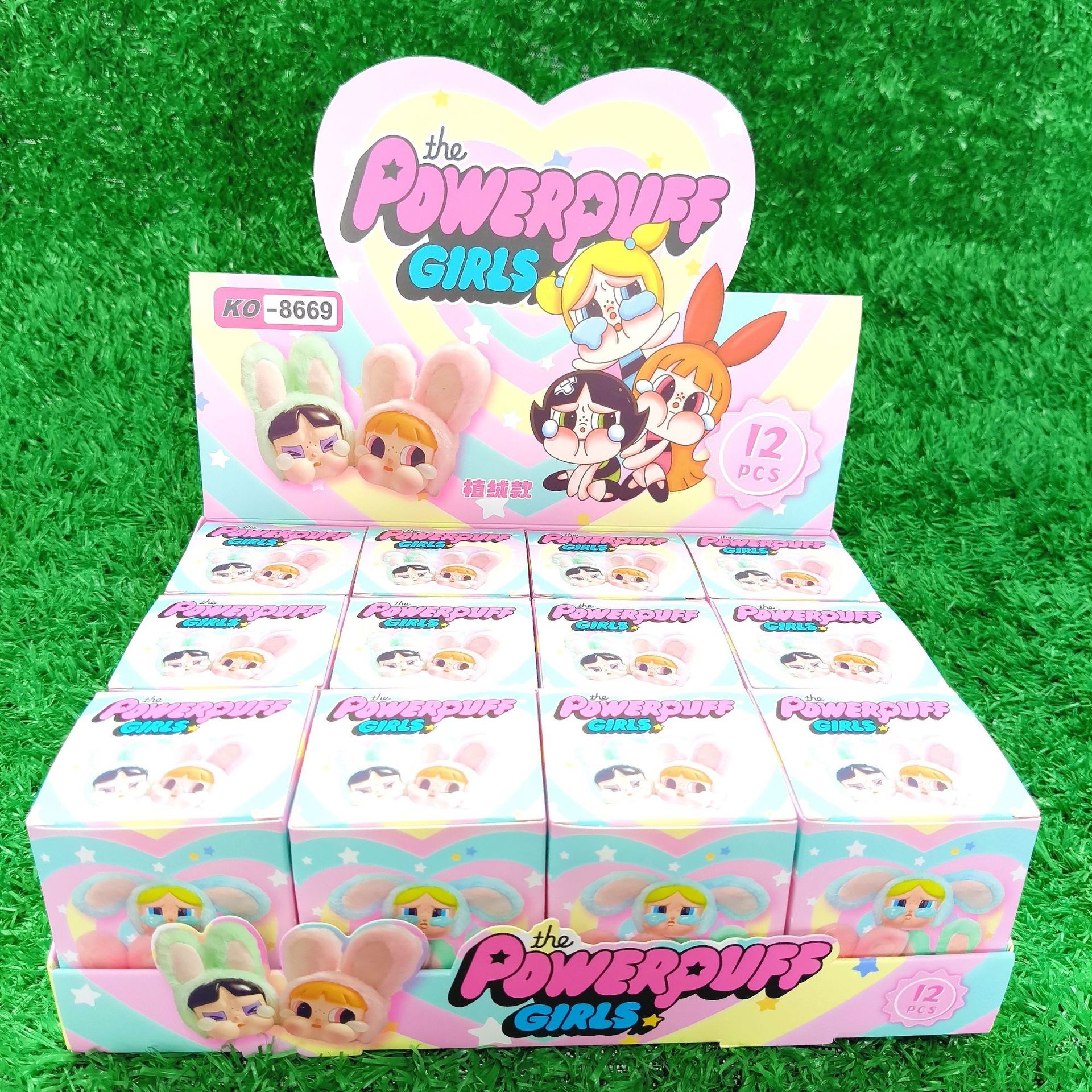 Caja ciega flocada de dibujos animados de tela rabu, lindo y lindo grano de alto valor, mini muñeca, modelo de decoración de escritorio, regalo