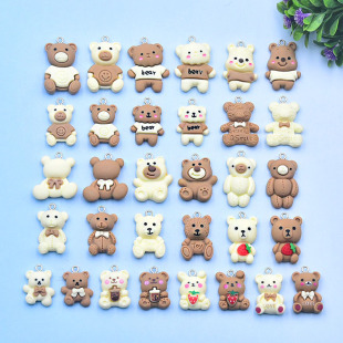 Resin simulation cartoon series pendant simulation cute bow tie bear strawberry rabbit pendant diy jewelry accessories