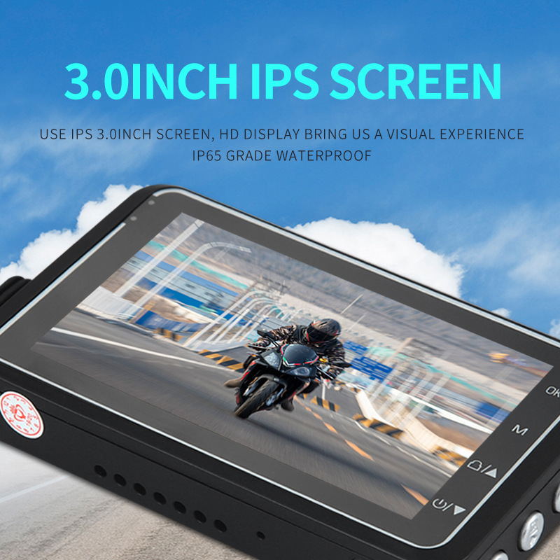 Motorcycle Driving Recorder Hd Dual 1080P Waterproof Front and Rear Camera Motorcycle Recorder Gps Wifi