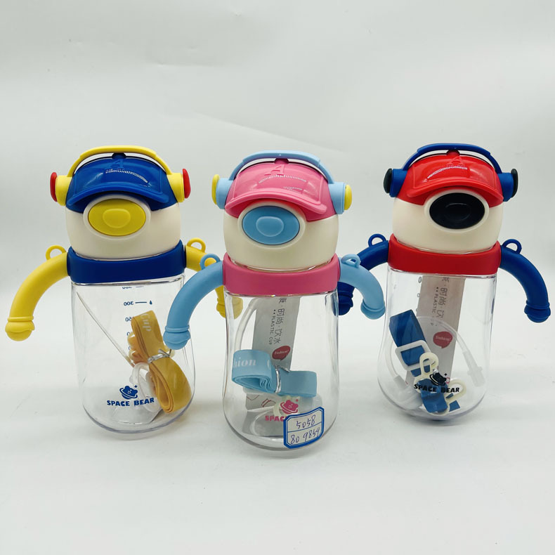 Baijia taza de plástico Linda taza de dibujos animados robot taza de beber diversión taza de beber para niños taza de beber para bebés taza de la manija