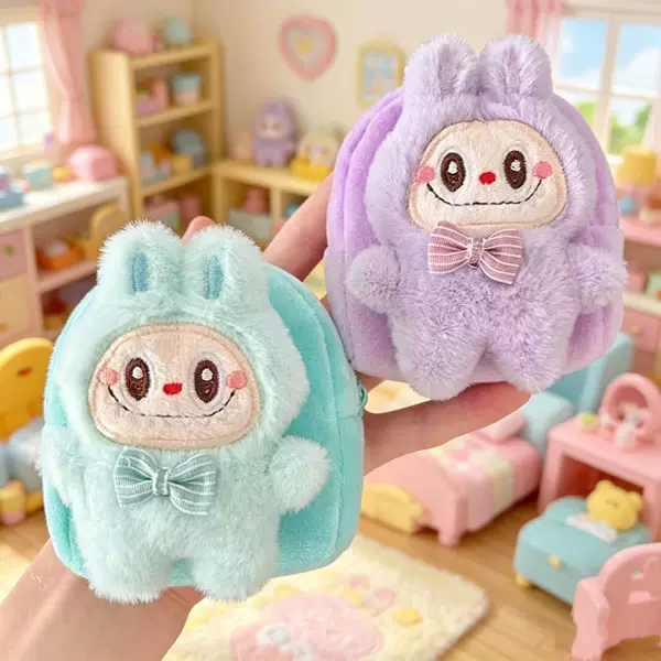 Candy-Colored Labubu Coin Purse Cartoon Colorful Mini Labubu Small Bag Portable Storage Earphone Case