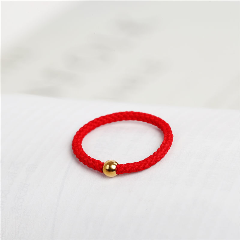 Red rope small gold bean ring