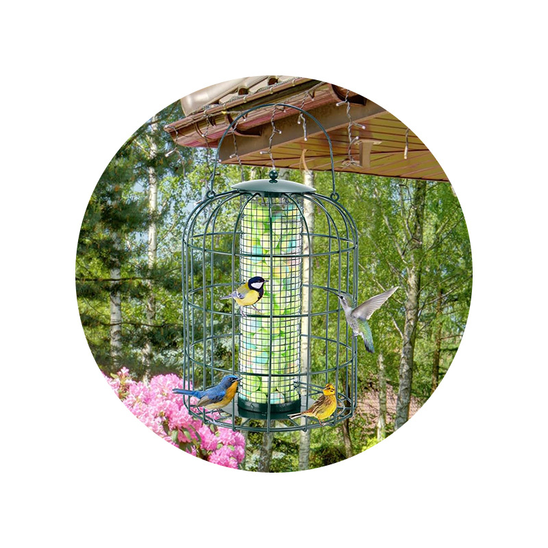 Cross-border bird pet feeding bird cage European style bird feeder hanging outdoor iron grid outdoor bird feeder 5