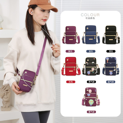 New women's phone bag with three layers, shoulder bag, crossbody bag, travel daily matching cloth bag, arm bag, wrist bag