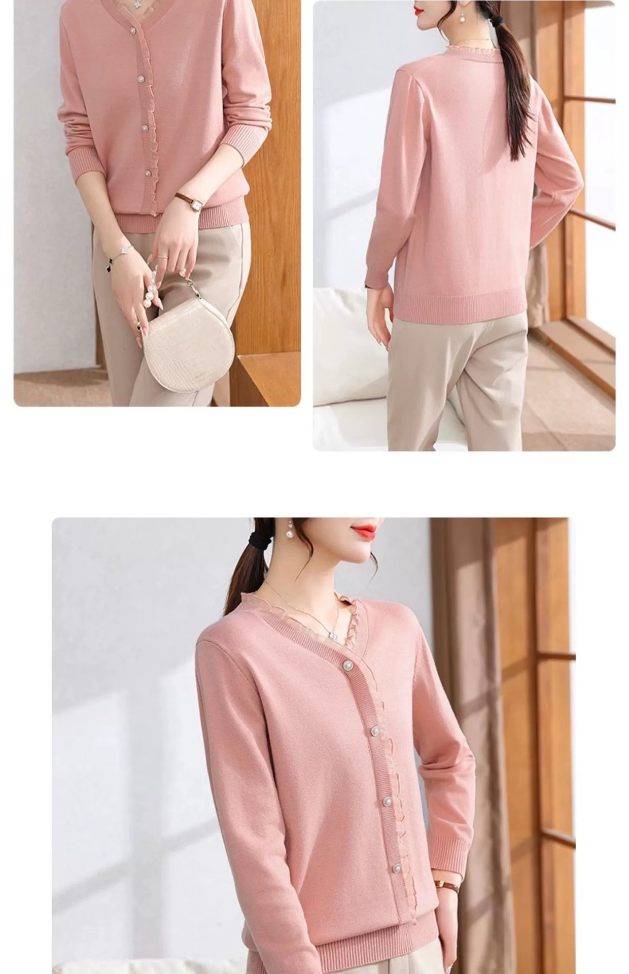 Spring new fashionable fashionable middle-aged and elderly women's lace lace collar bottoming shirt mother's inner sweater