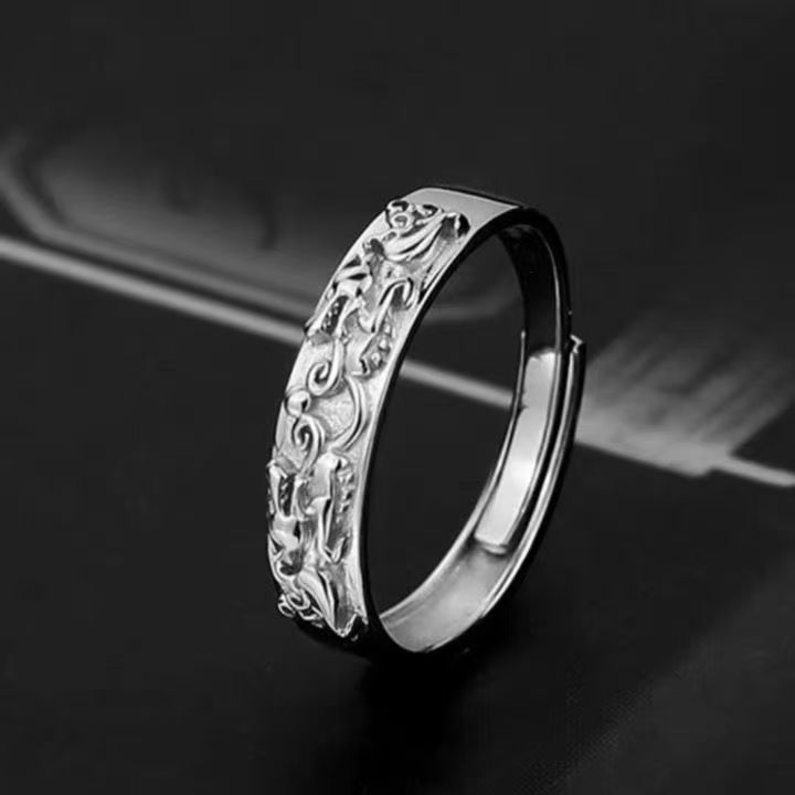 Mingjie Ring for Men and Women Ins Hip-Hop Versatile Exquisite Stylish Domineering Fashion Trend Index Finger Ring Open