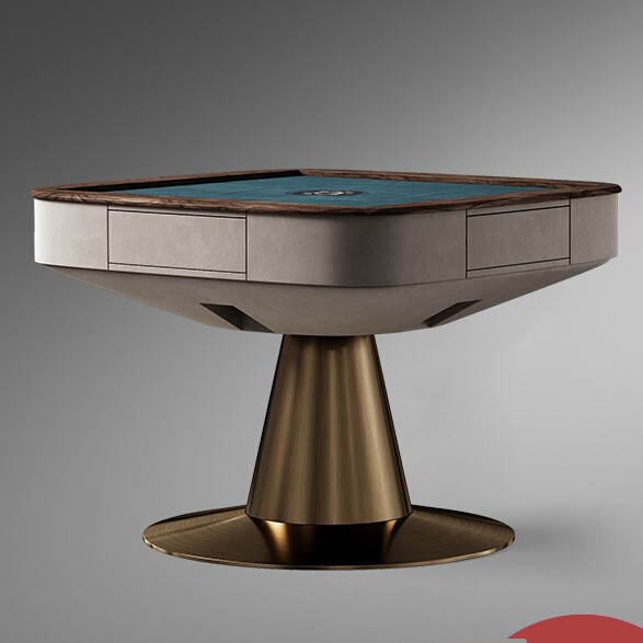 Mesa de mahjong de lujo ligero, villa de alta gama, nogal, mesa de mahjong eléctrica automática, máquina de mahjong de madera maciza multifuncional para el hogar