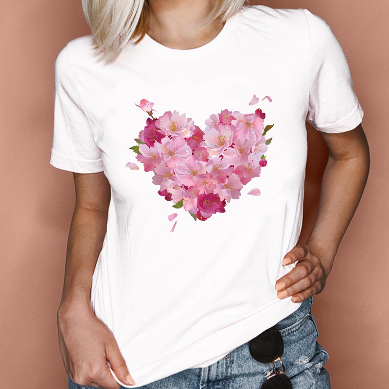 Women's T-shirt Short Sleeve T-shirts Printing Fashion Heart Shape display picture 11