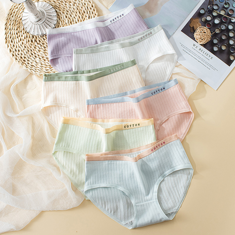 Fábrica al por mayor 5a grado ropa interior antibacteriana verano de las mujeres entrepierna de algodón sin costuras transpirable japonés macaron chica ropa interior