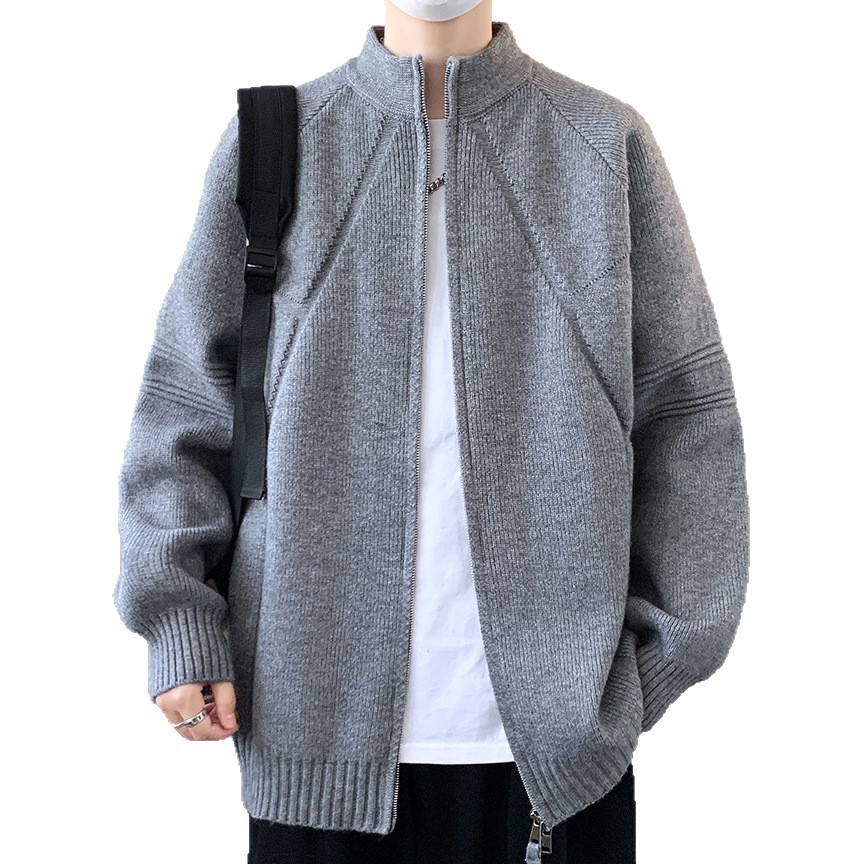 Explosiones transfronterizas de tamaño europeo suéter de jersey de gran tamaño hombre cremallera cardigan chaqueta chaqueta de fábrica de negocios avanzados al por mayor
