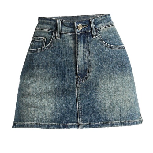 Aesthetic Spring High-Waisted Elastic Slimming Retro Denim Skirt A-Line Skirt for Women, Light-Proof Hot Babe Bodycon Denim Short Skirt