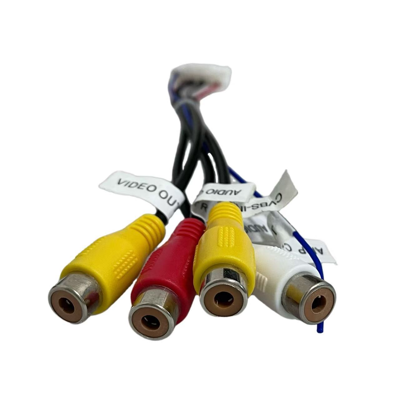 Universal car-mounted 4-head RCA cable navigation kit, 6-head RCA audio cable with MIC interface and 4G card slot, universal