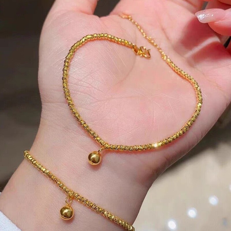 Gold Super Flash Disco Bell Small Beads Broken Gold Bracelet Women's 2025 Explosive High-end Sense Transfer Beads Bracelet