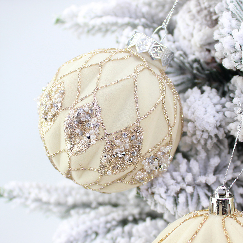 Bolas de Navidad flocado Bolas de Navidad Bolas de Navidad Colgante de árbol de Navidad Accesorios de Navidad Colgante de decoración de Navidad