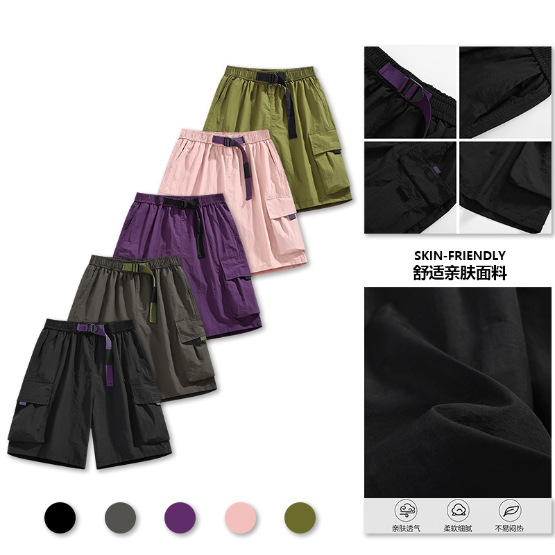 2025 New Arrival Workwear Shorts Summer Casual Loose Pants Men's and Women's Multi-color Ice Silk Shorts Sports Fashion Brand