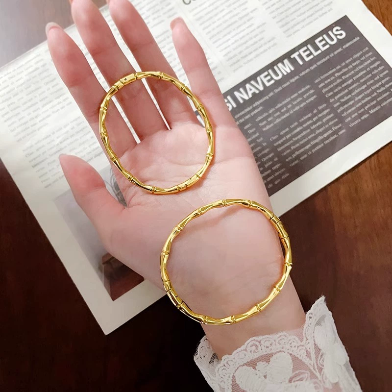 TikTok, fashionable bamboo universal bracelet stainless steel, accessory, high-quality style