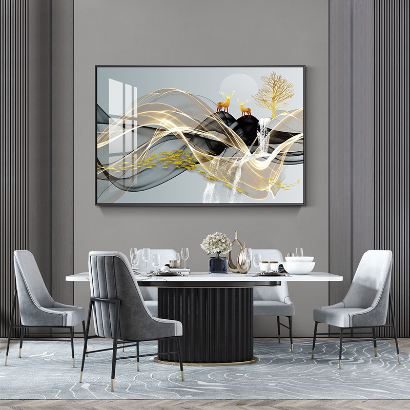 Fulu Meiman decoración de comedor moderno y simple pintura de decoración de la pared de la mesa de comedor de lujo ligera pintura de mural de comedor