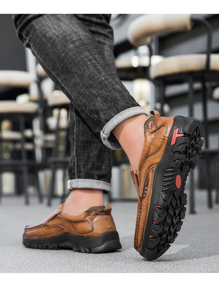 Giày da nam cỡ lớn mũi tròn đế bệt phong cách casual — 33237 màu nâu đỏ, 33237 màu vàng nâu, 33237 màu đen chi tiết 15