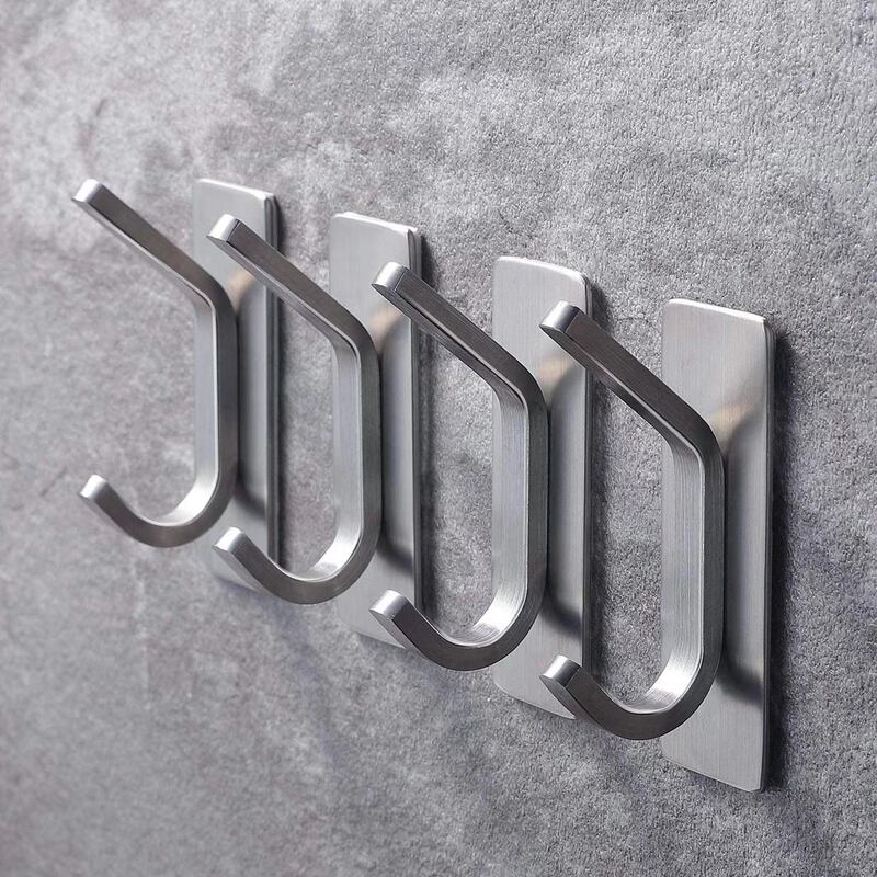 Towel Hook Adhesive Self-Adhesive Hook Bathrobe Hook Coat Hook Stainless Steel Coat Robe Hook Cross Border North America
