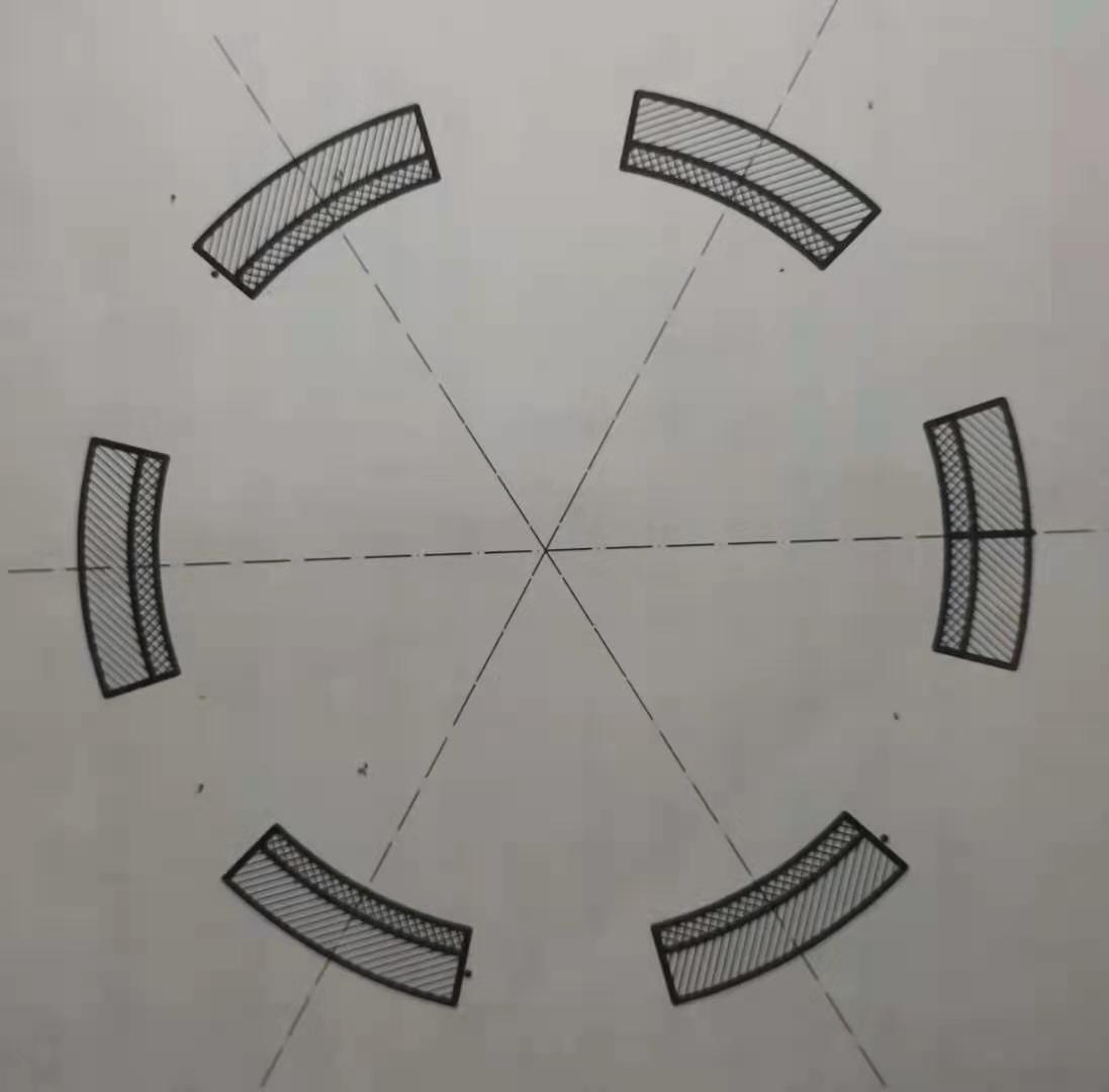 巴氏合金瓦立式水轮机用四块或六块组成磨损后可调整间隙继续使用