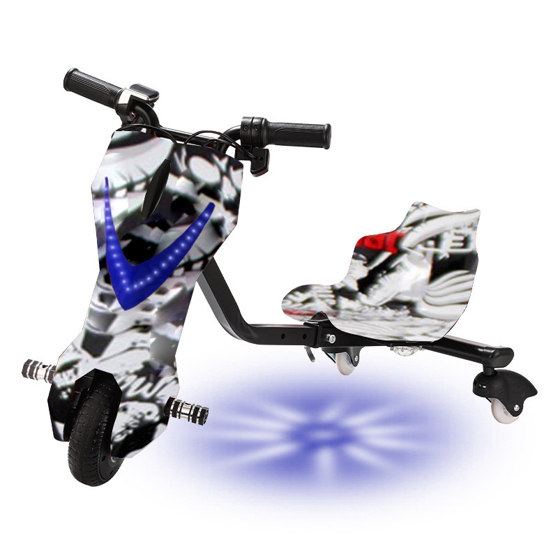 vehículo de deriva de tres ruedas, scooter eléctrico luminoso para niños, vehículo de juguete de cola de rotación, vehículo de equilibrio de alta potencia inteligente