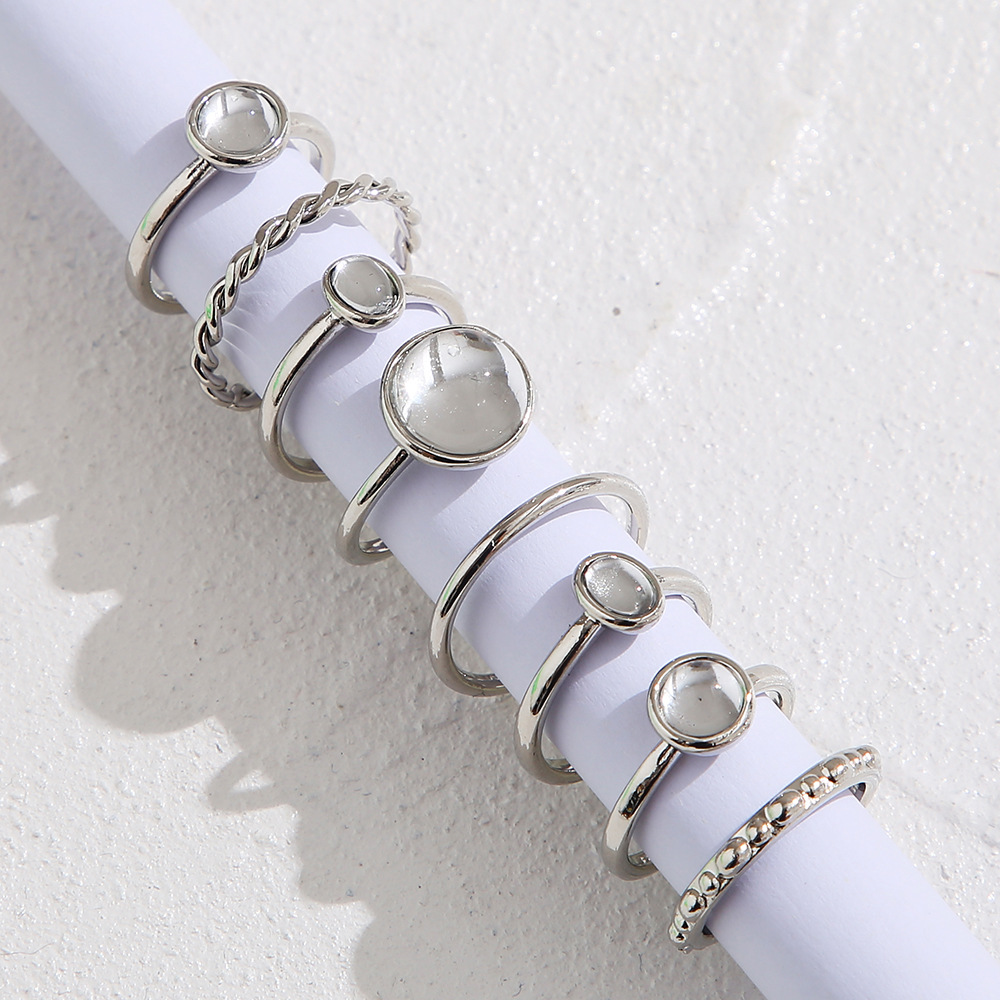 Simple Joint Ring Women's Creative Cold Style Color Index Finger Ring Combination Eight-piece Set Ring_voghion.com