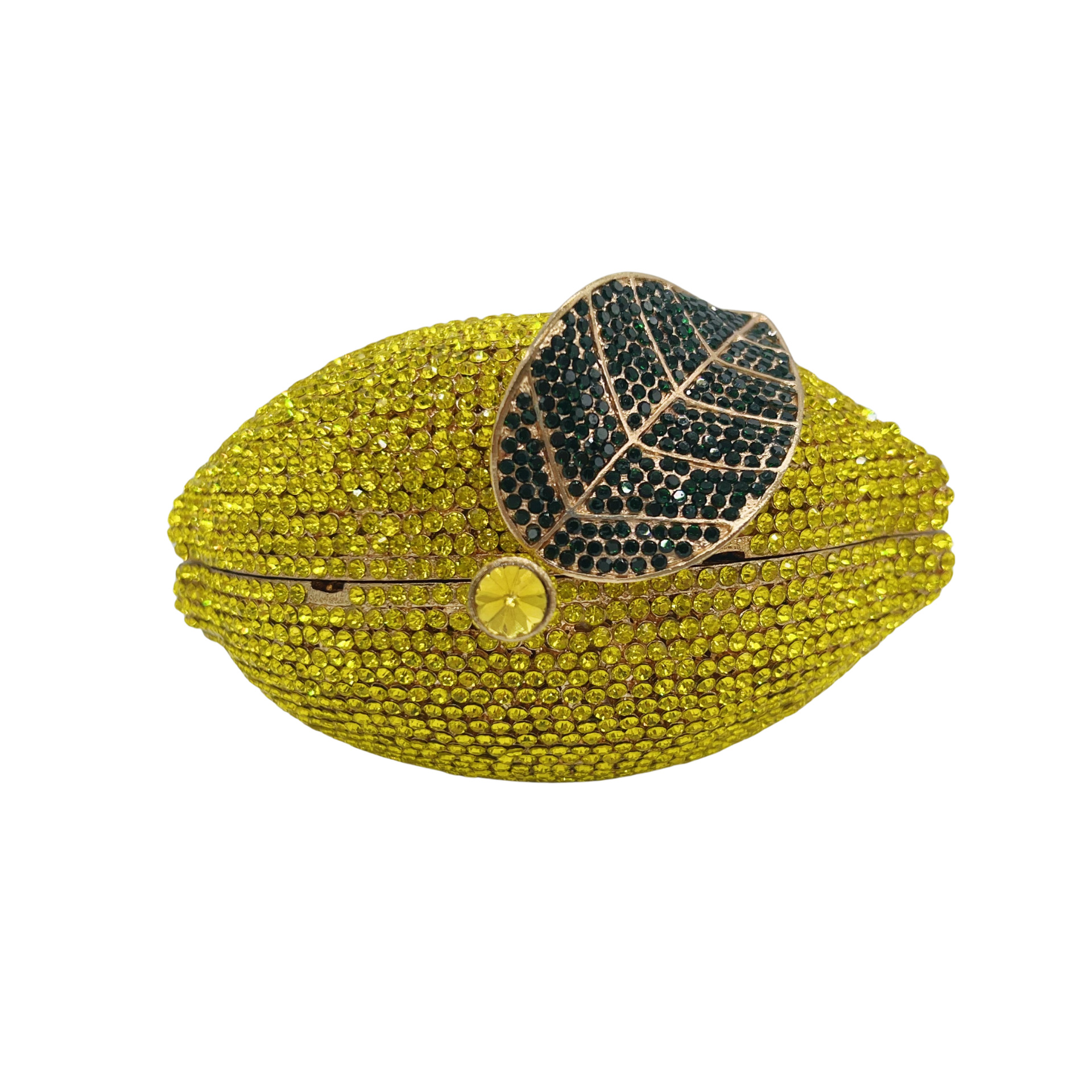 Túi clutch nữ đính pha lê kim cương giả hình quả chanh dự tiệc cao cấp — màu vàng, bạc, Tùy chỉnh các màu khác chi tiết 3