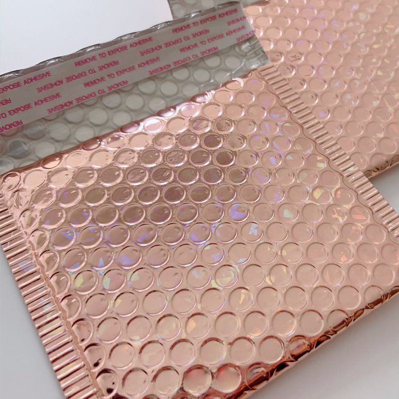玫瑰金镭射气泡袋1823镀铝膜信封袋加厚防震防水塑料包装袋快递袋