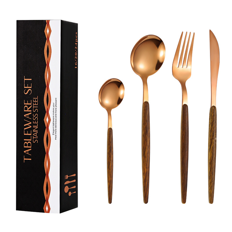 Cuchillo de vajilla coreano portugués, tenedor y cuchara 16 piezas caja de regalo de lujo