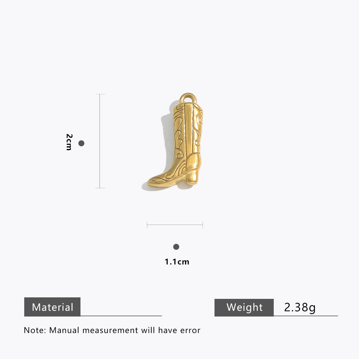 6g Weight Pendant Jewelry Making Type Charms Classification 5 PCS/Package Quantity 304 Stainless Steel Material Boots Pattern All Seasons Season Plating Design Retro, Classic Style Style 5 PCS/Package 304 Stainless Steel Boots Pendant Charms 15